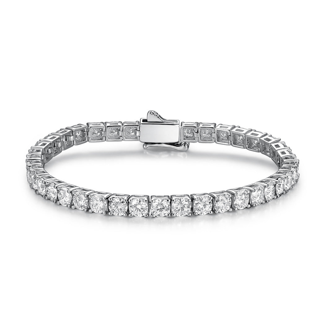 Geometric Moissanite Tennis Bracelet in Brass and White Copper