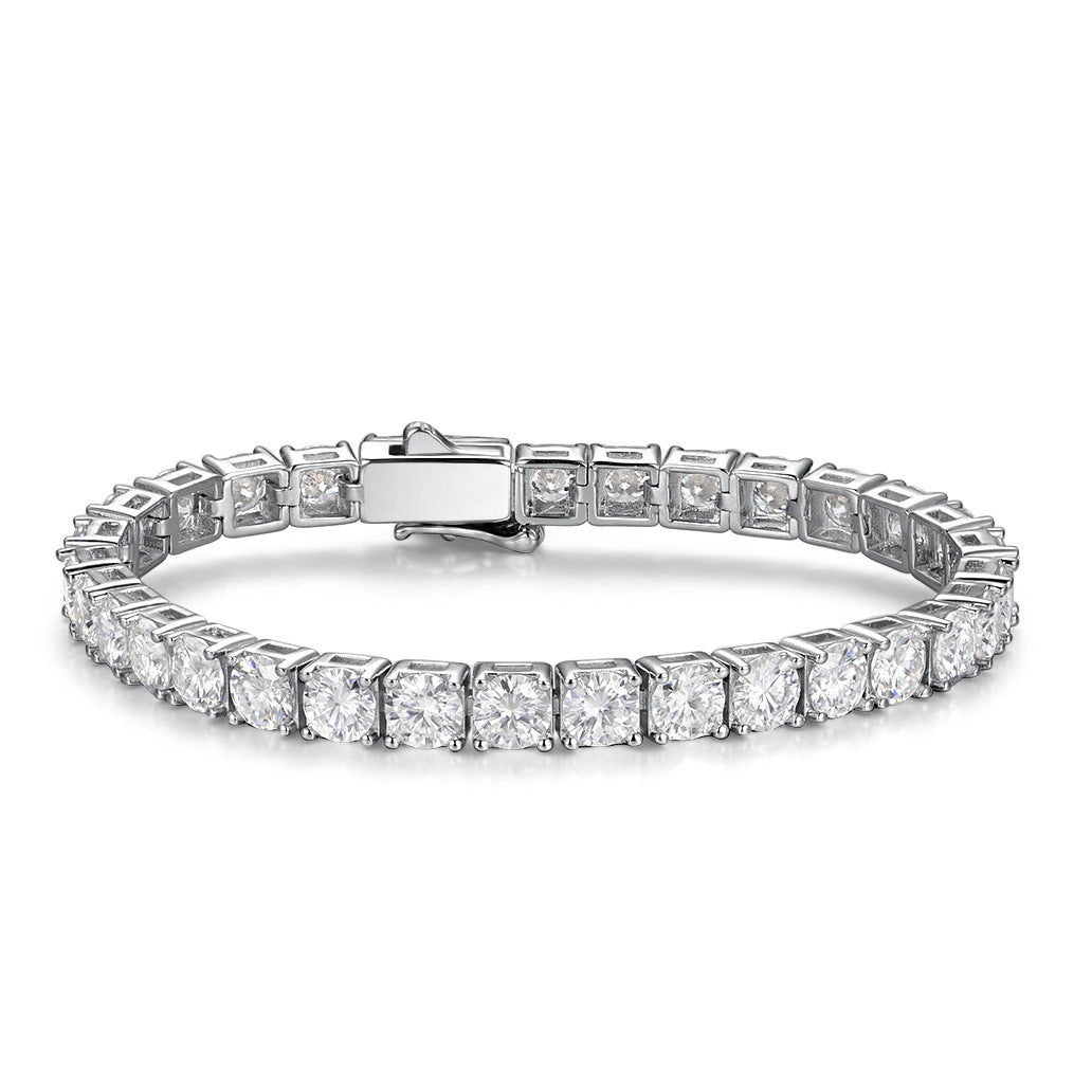 Geometric Moissanite Tennis Bracelet in Brass and White Copper