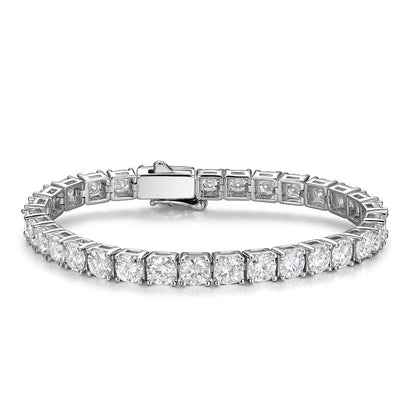 Geometric Moissanite Tennis Bracelet in Brass and White Copper