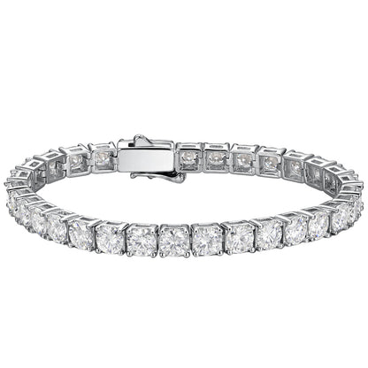 Geometric Moissanite Tennis Bracelet in Brass and White Copper
