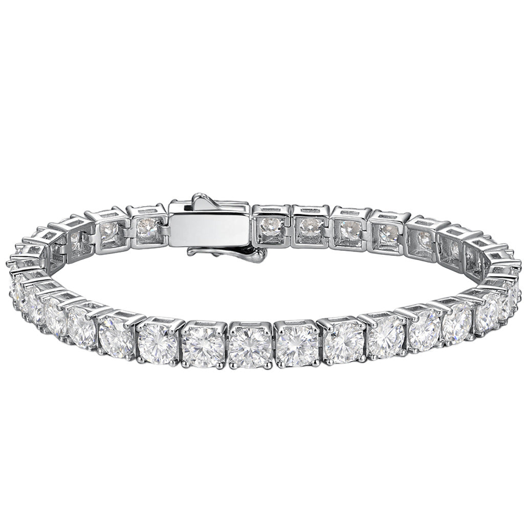 Geometric Moissanite Tennis Bracelet in Brass and White Copper