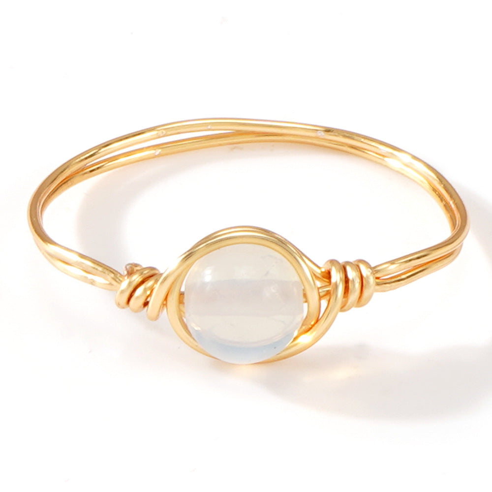 Geometric Natural Stone Crystal Ring