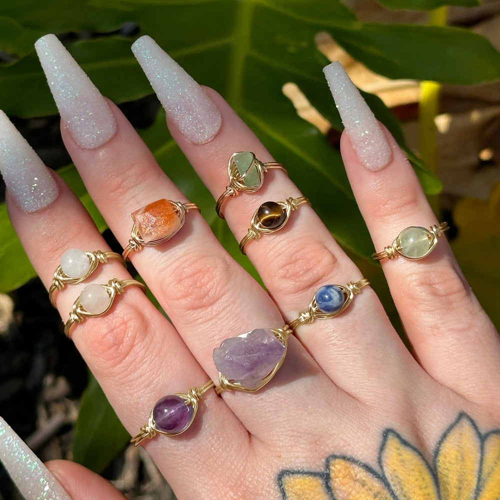 Geometric Natural Stone Crystal Ring