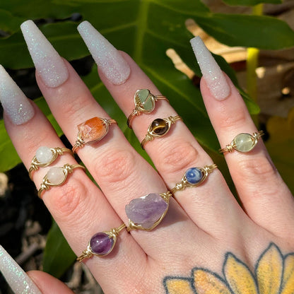 Geometric Natural Stone Crystal Ring