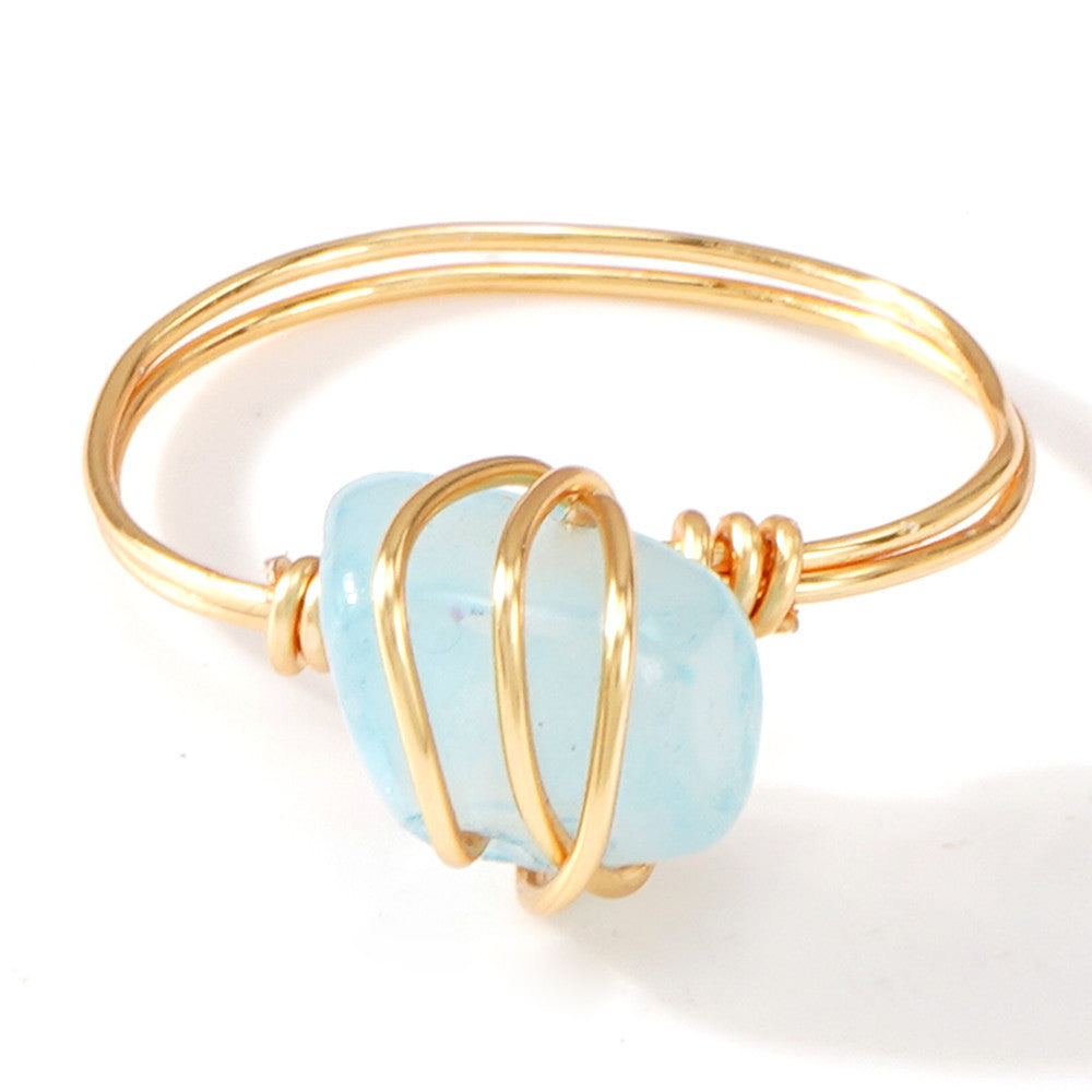 Geometric Natural Stone Crystal Ring