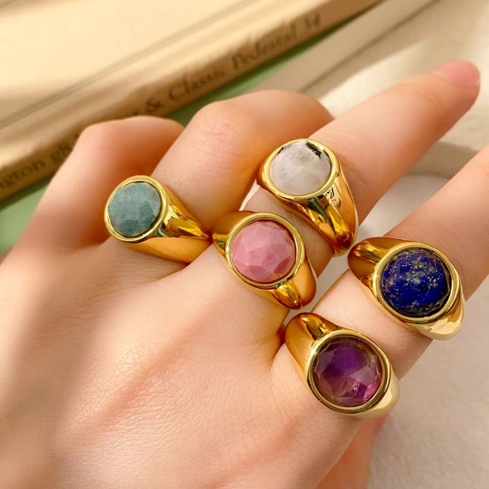 Geometric Natural Stone Ring