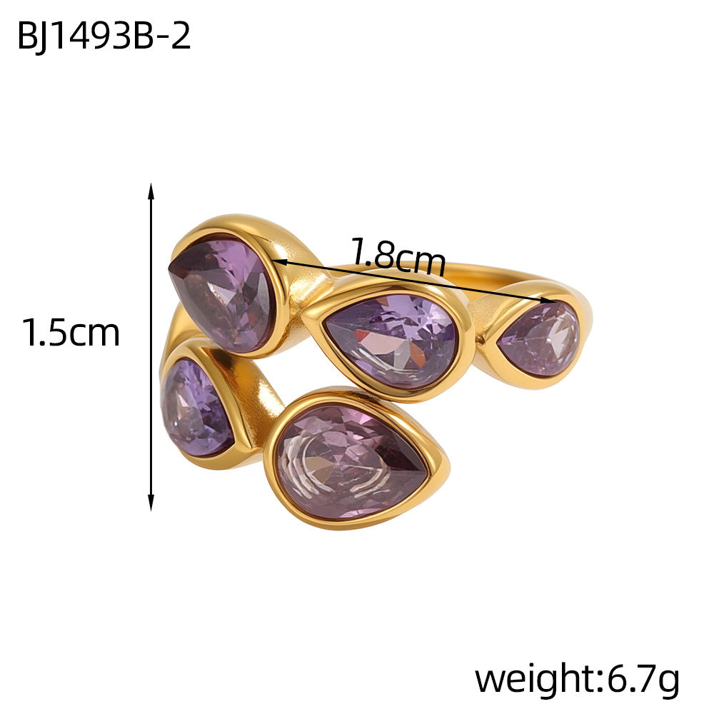 Geometric Natural Stone Ring