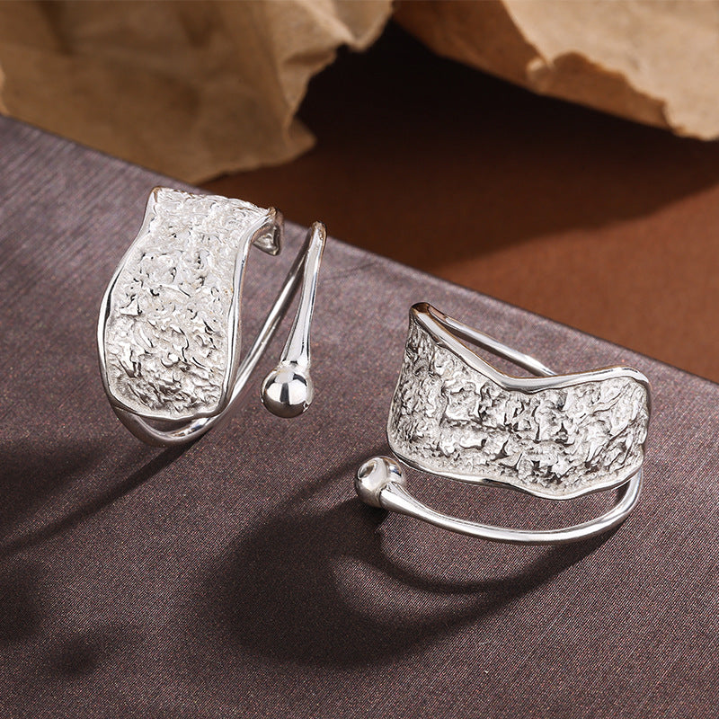 Geometric Open Adjustable Silver Ring