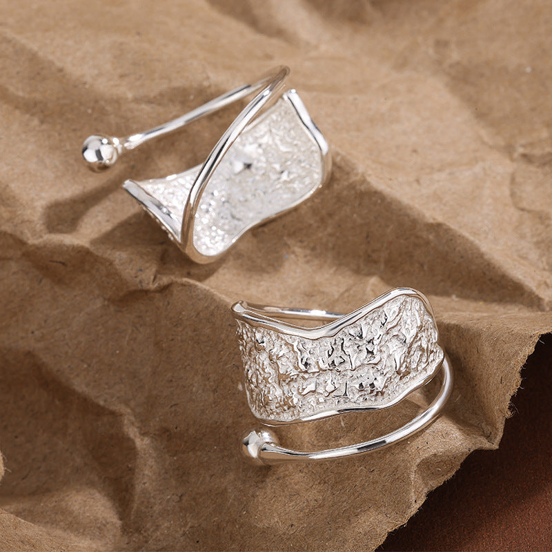 Geometric Open Adjustable Silver Ring