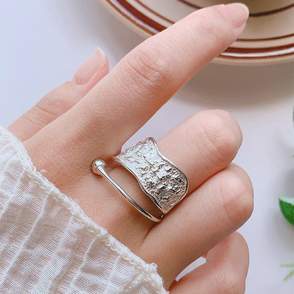 Geometric Open Adjustable Silver Ring