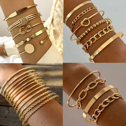 Geometric Open Cuff Bracelet Set
