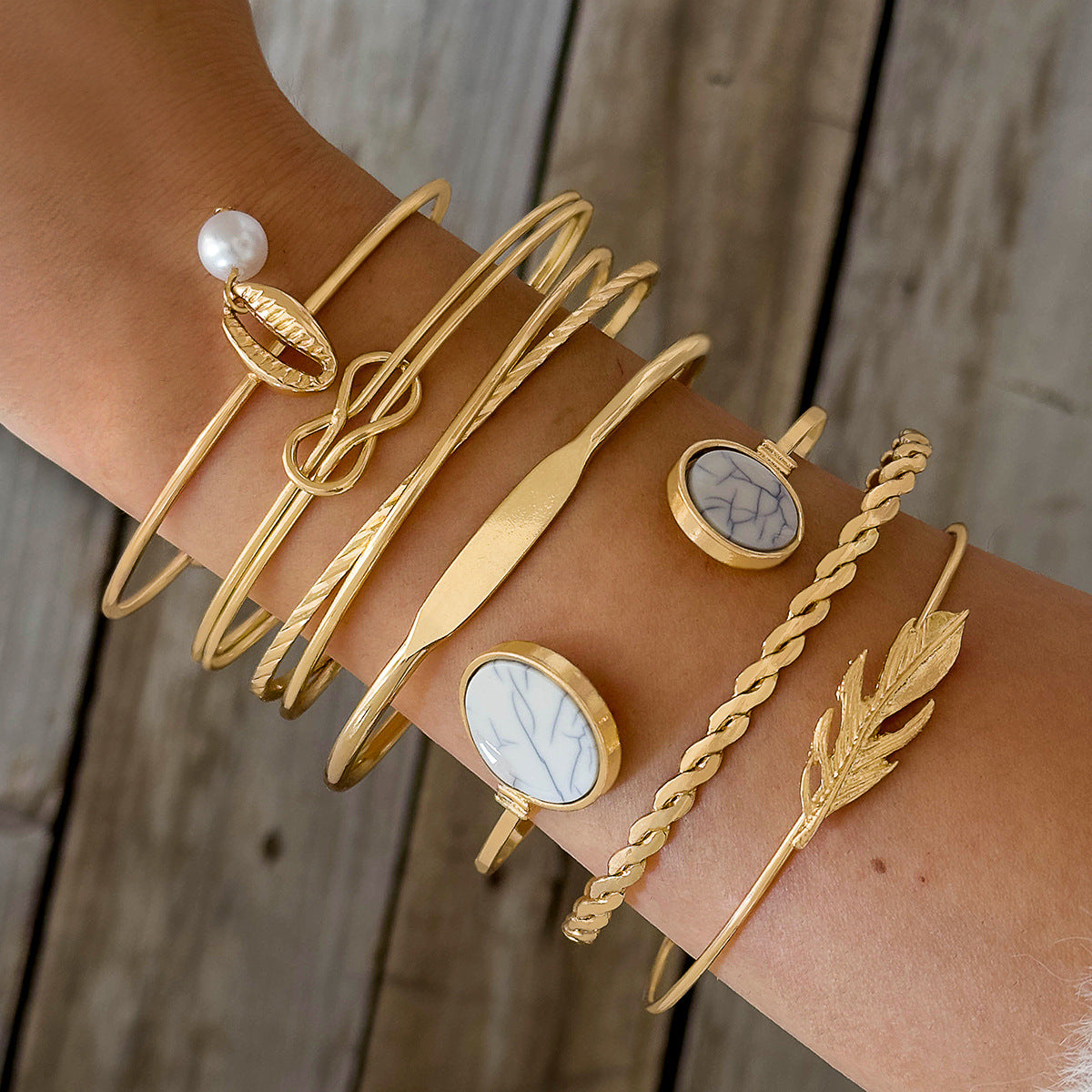Geometric Open Cuff Bracelet Set