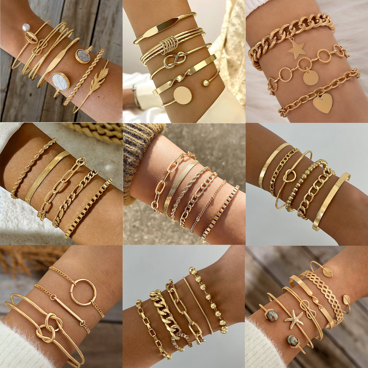 Geometric Open Cuff Bracelet Set