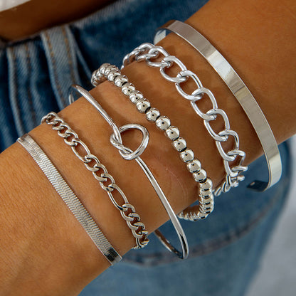 Geometric Open Cuff Bracelet Set