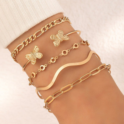 Geometric Open Cuff Bracelet Set
