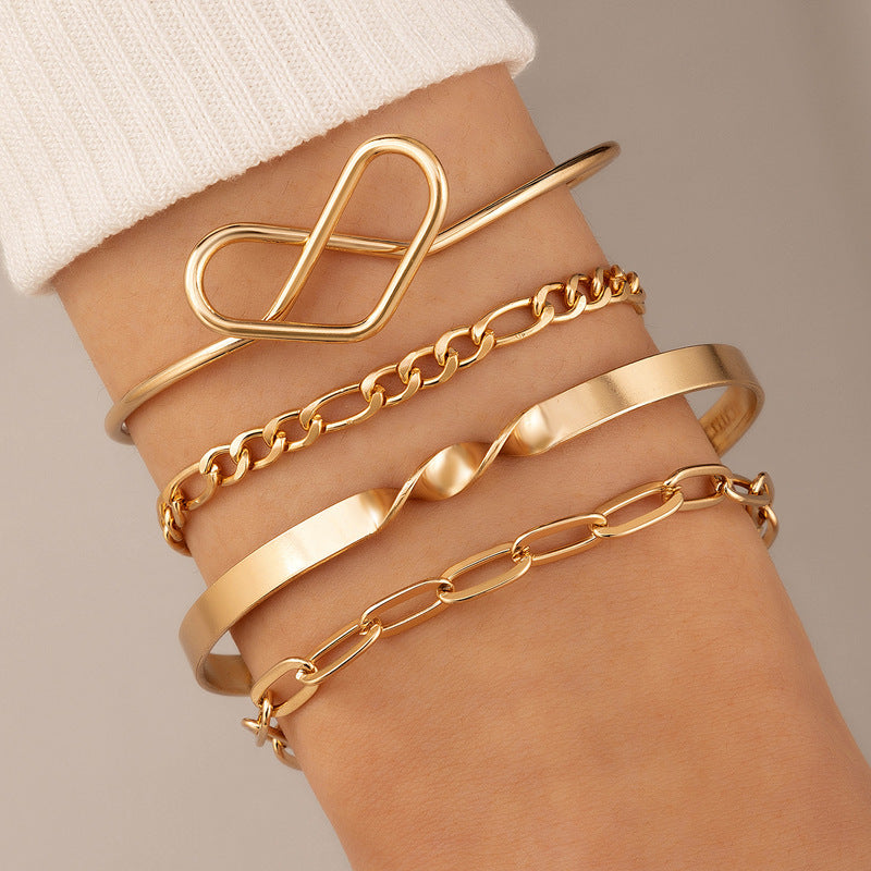 Geometric Open Cuff Bracelet Set