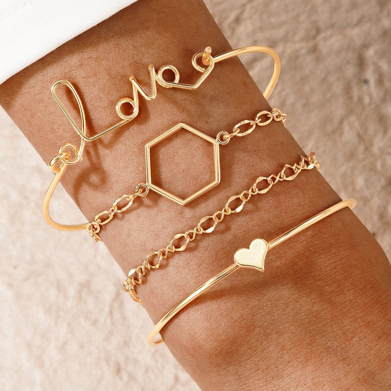 Geometric Open Cuff Bracelet Set