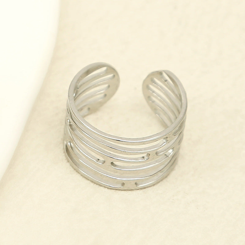 Geometric Open Ring Stainless Steel Gold Plated Hand Jewelry
