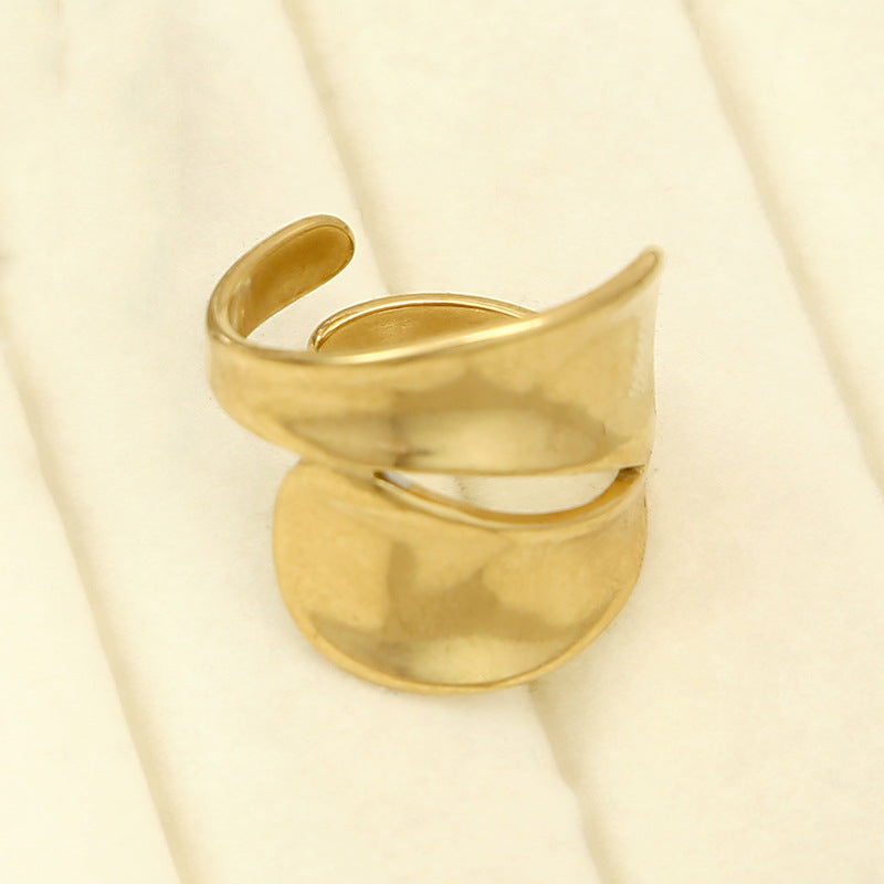 Geometric Open Ring Stainless Steel Gold Plated Hand Jewelry