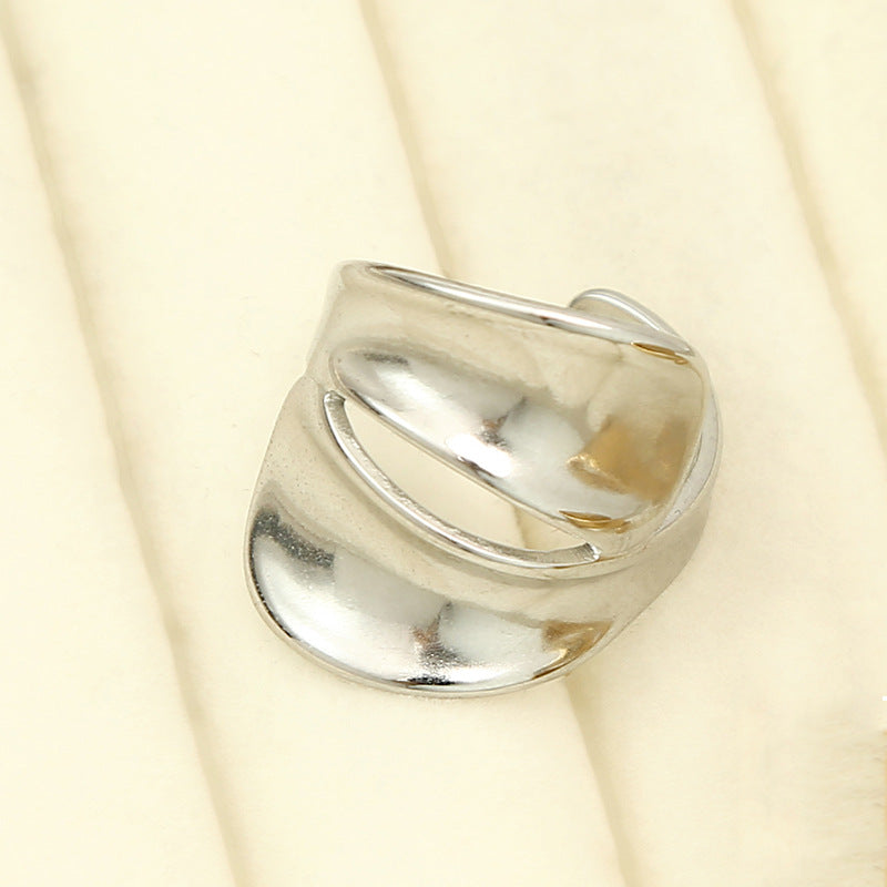 Geometric Open Ring Stainless Steel Gold Plated Hand Jewelry
