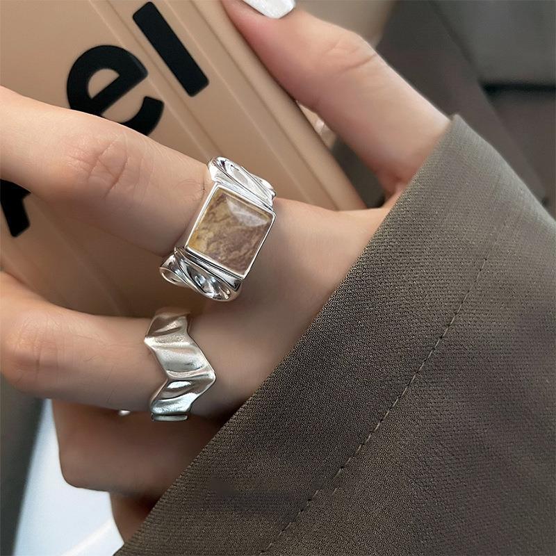 Geometric Open Silver Ring