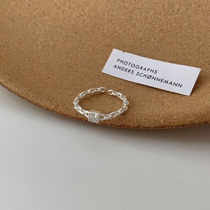 Geometric Open Silver Ring
