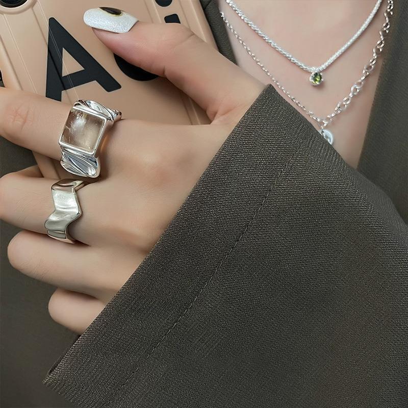 Geometric Open Silver Ring
