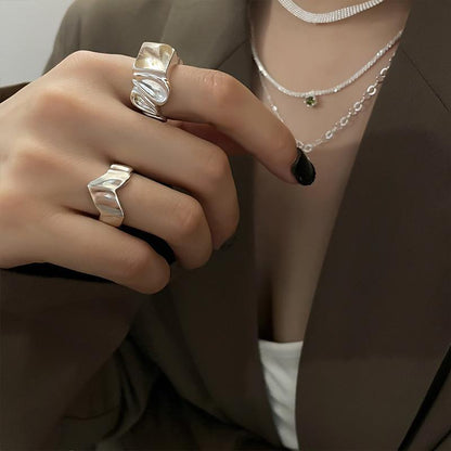 Geometric Open Silver Ring