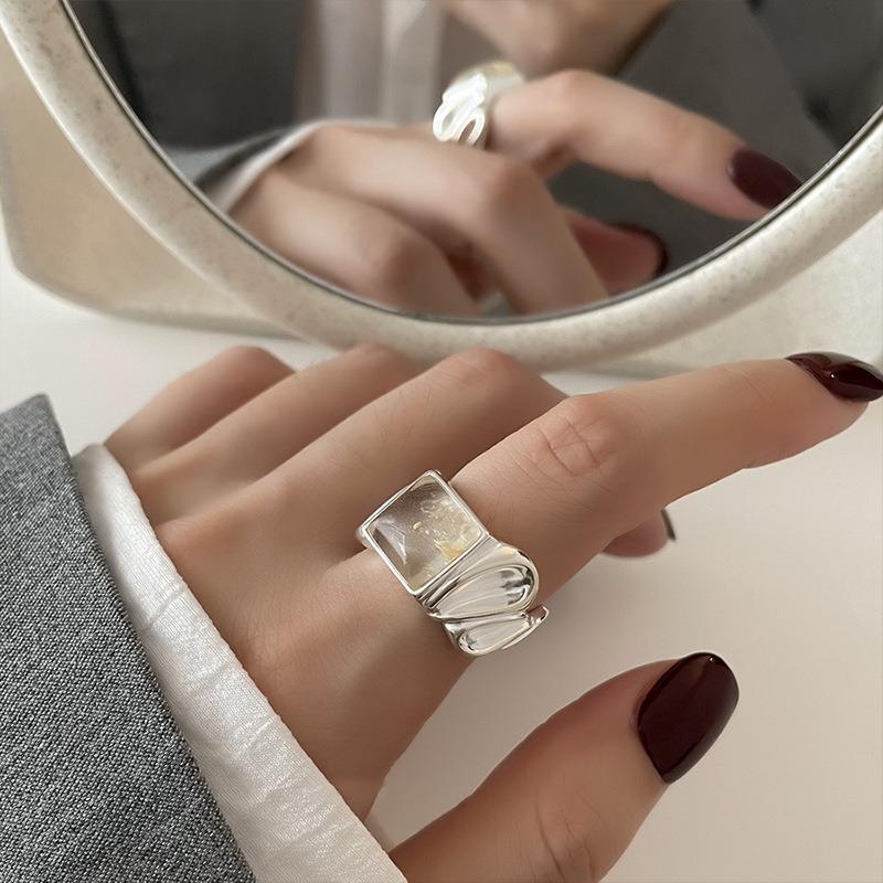 Geometric Open Silver Ring