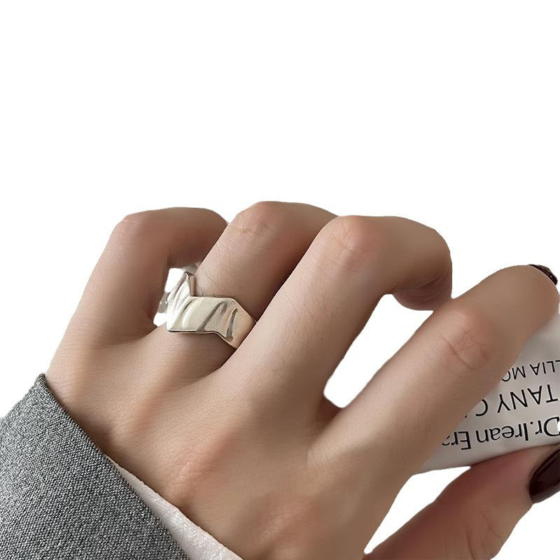 Geometric Open Silver Ring