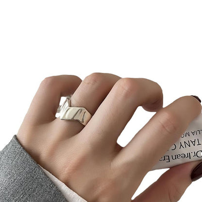 Geometric Open Silver Ring