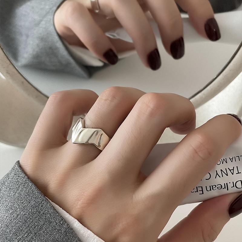 Geometric Open Silver Ring