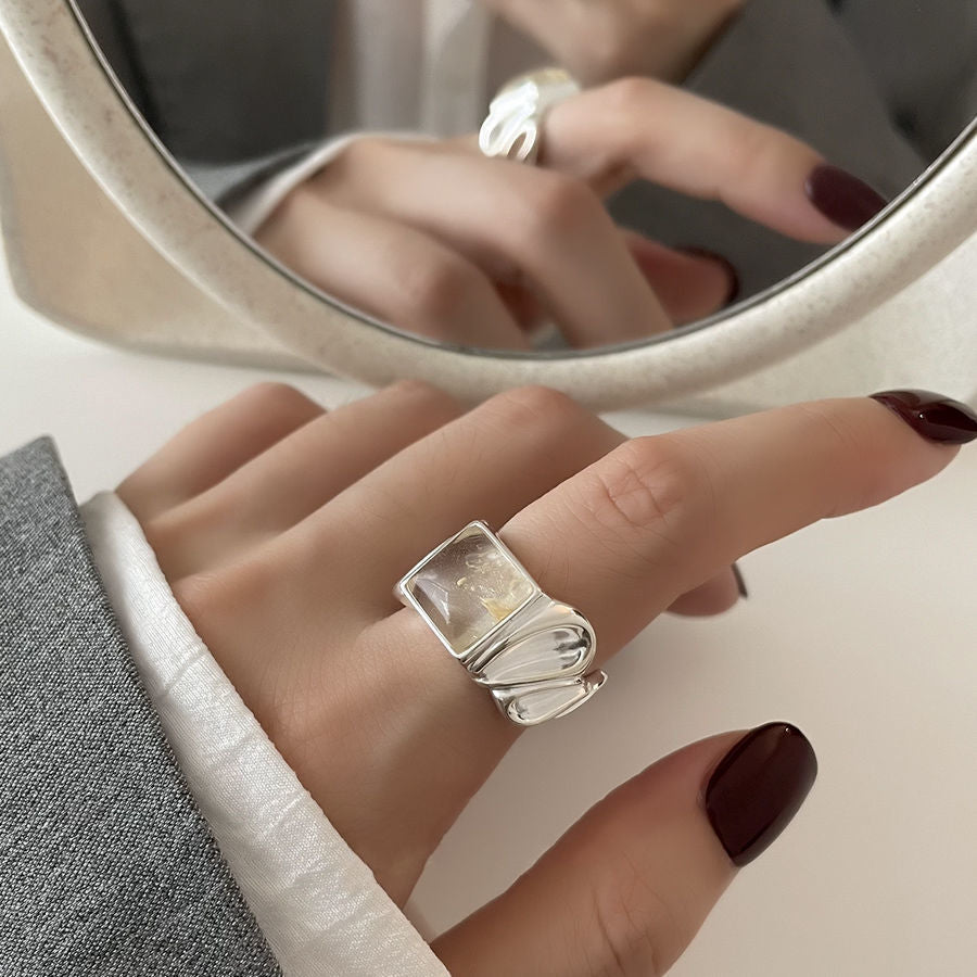 Geometric Open Silver Ring