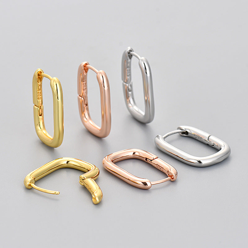 Geometric Oval Ear Buckle Earrings