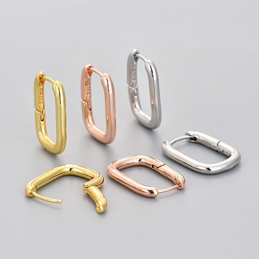 Geometric Oval Ear Buckle Earrings