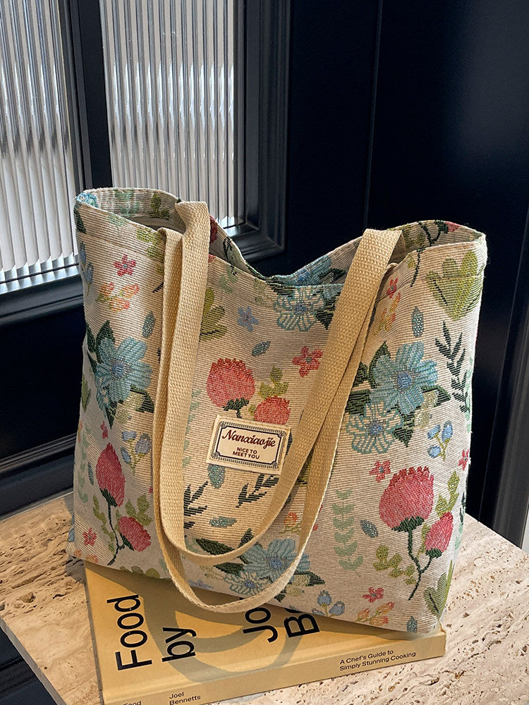 Geometric Pattern Canvas Tote Bag