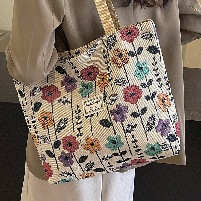 Geometric Pattern Canvas Tote Bag