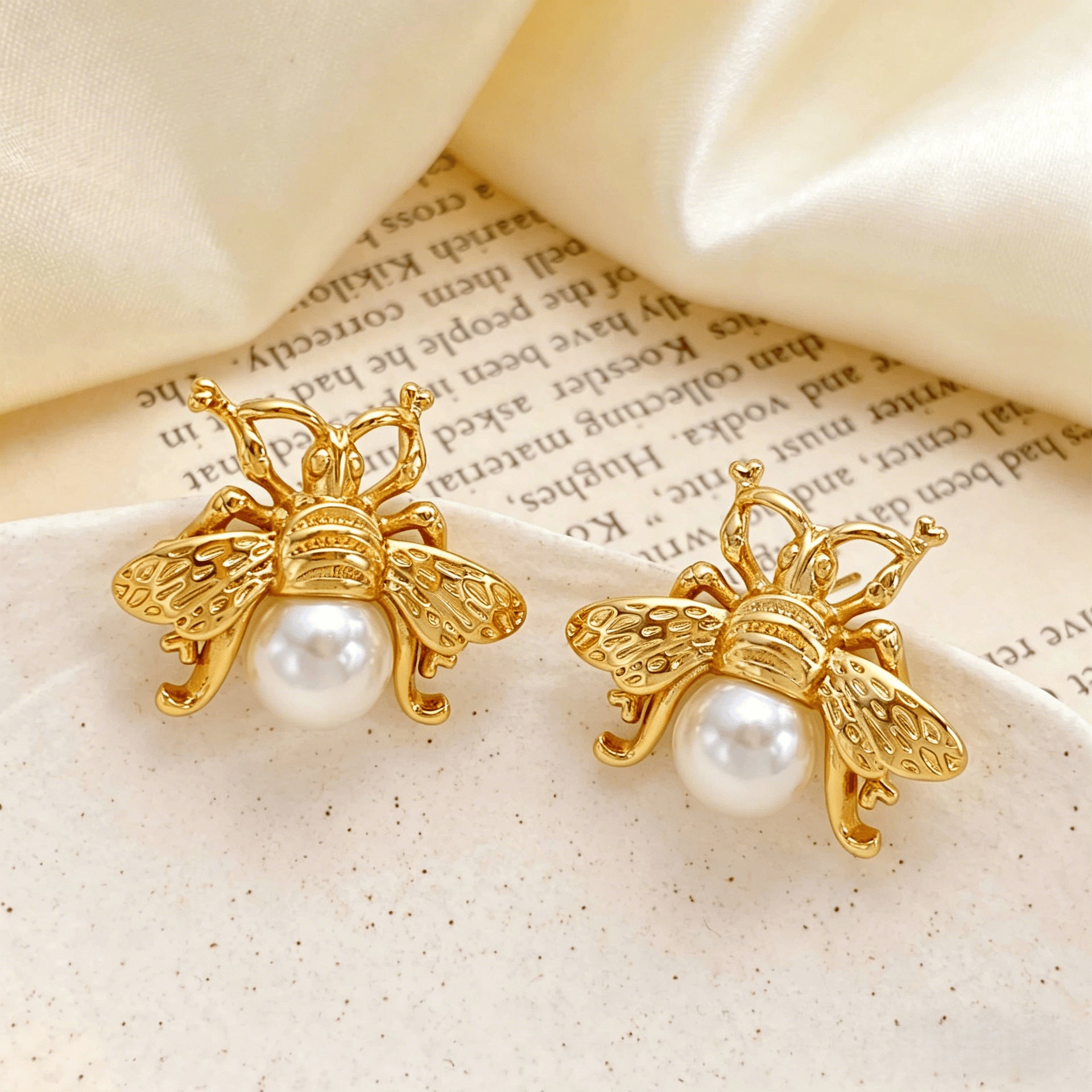 Geometric Pearl Earrings Stainless Steel