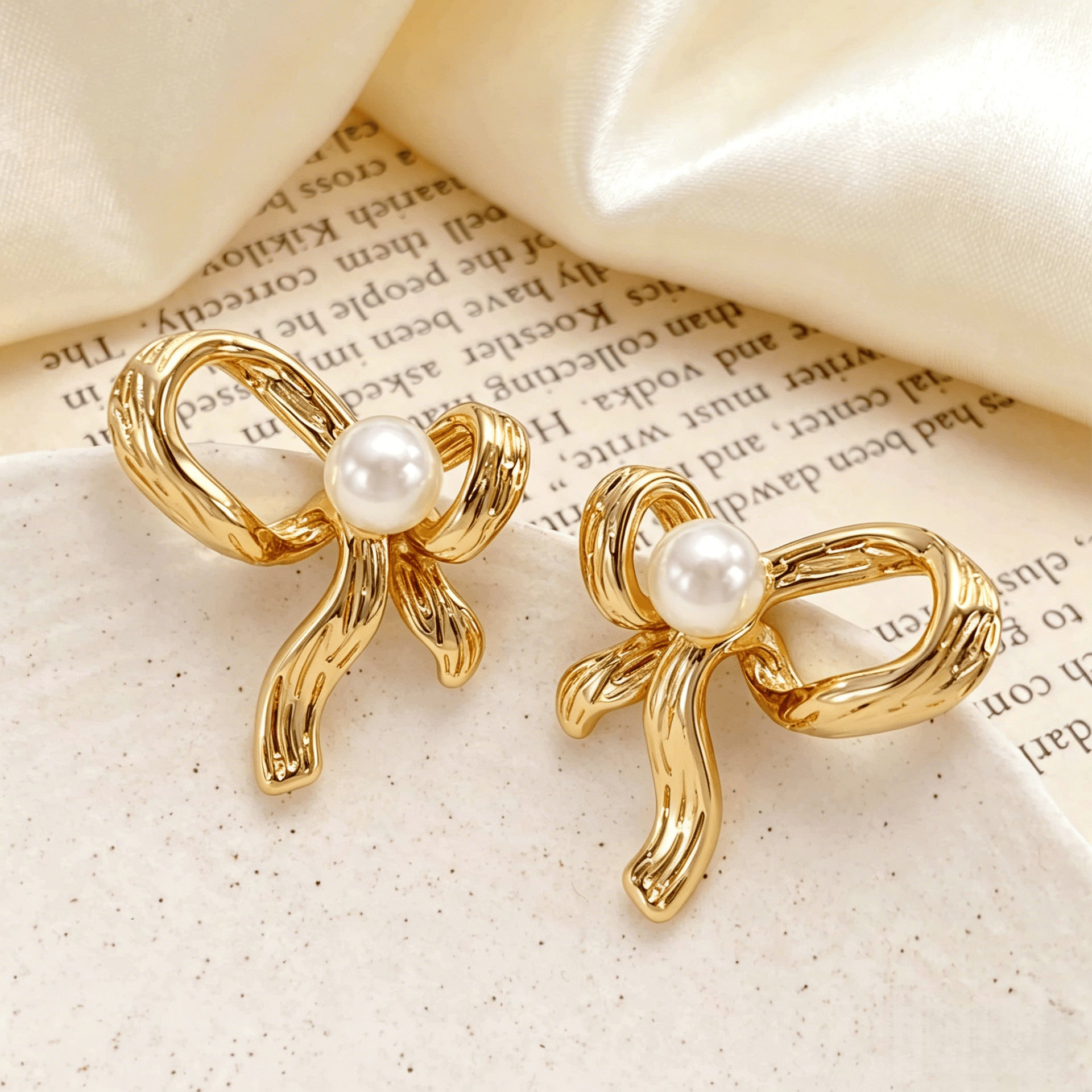Geometric Pearl Earrings Stainless Steel