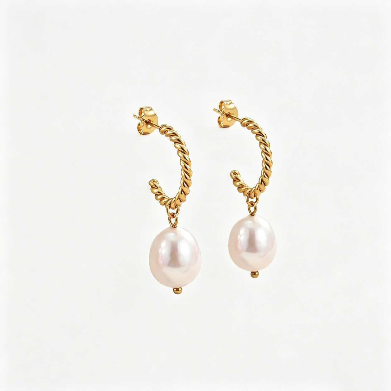 Geometric Pearl Twist Earrings
