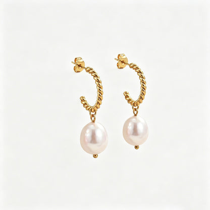 Geometric Pearl Twist Earrings