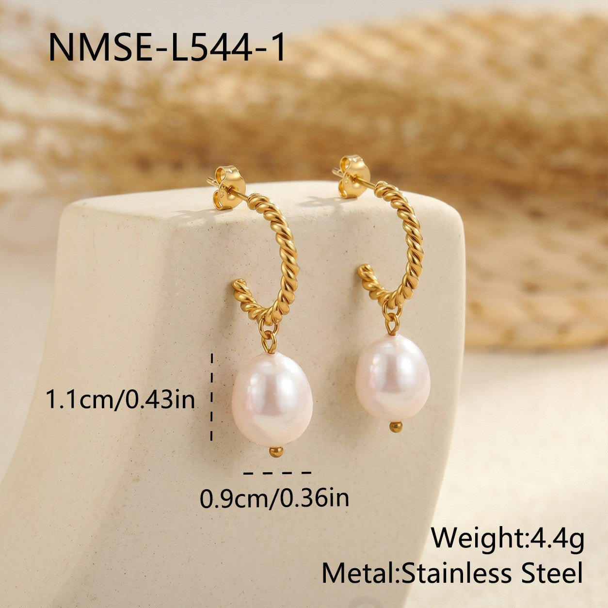 Geometric Pearl Twist Earrings