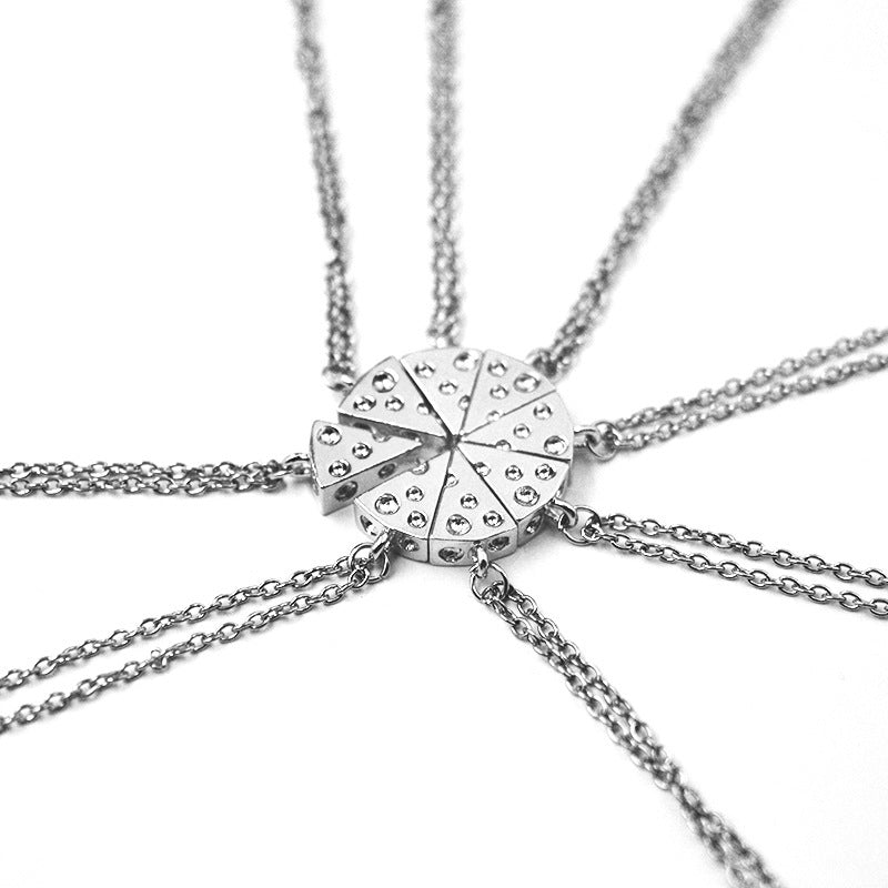 Geometric Pizza Charm Necklace