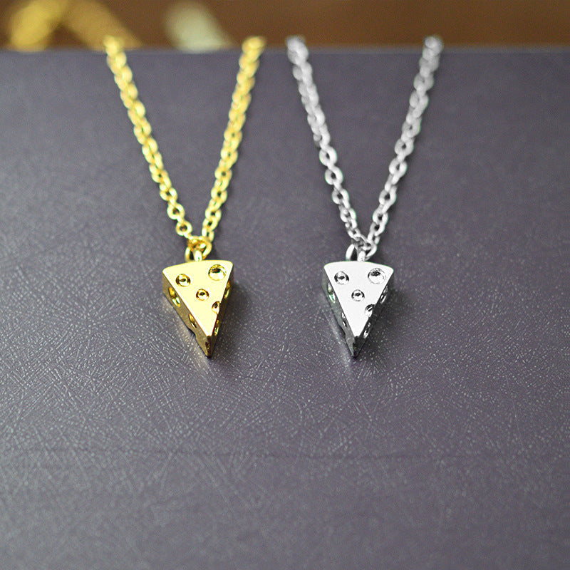 Geometric Pizza Charm Necklace