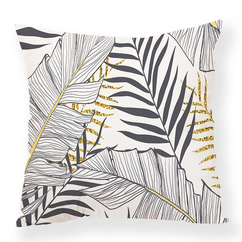 Geometric Plant Print Pillow Case