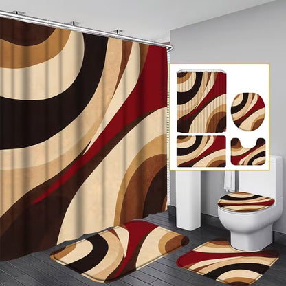 Geometric Print Bathroom Shower Curtain Set