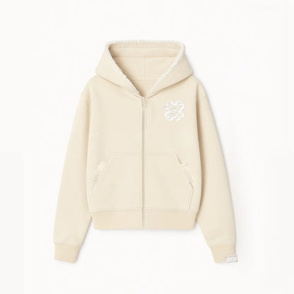 Geometric Print Hooded Zipper Sweatshirt