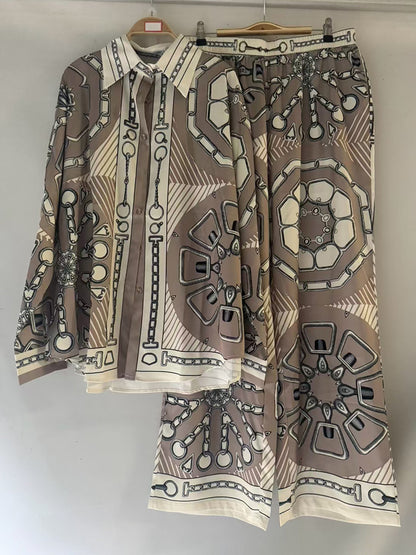 Geometric Print Shirt and Pants Set