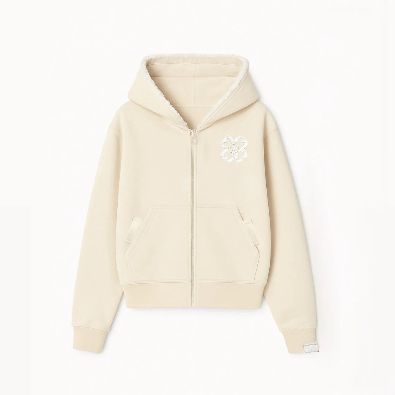 Geometric Print Zipper Hooded Sweatshirt