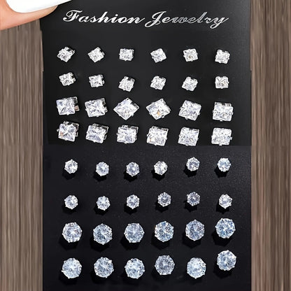 Geometric Rhinestone Earrings Set